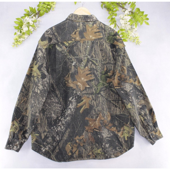Mossy Oak Apparel Men XL Button Down Camouflage Hunting Camo Long Sleeve Shirt - Picture 2 of 7